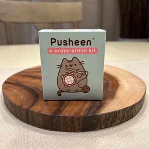 Pusheen Cross-Stitch Kit with Pink and Brown Accents